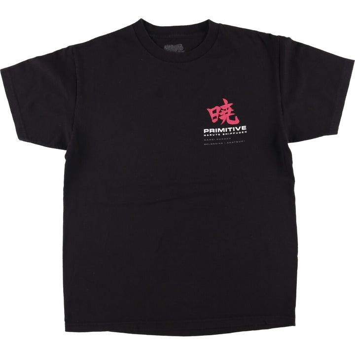 00'S Primitive Naruto Akatsuki anime character print T-shirt, men's size M cotton black type Vintage Second Hand