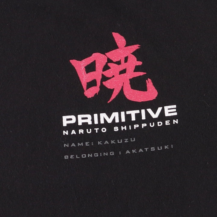 00'S Primitive Naruto Akatsuki anime character print T-shirt, men's size M cotton black type Vintage Second Hand