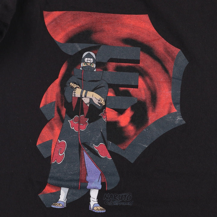 00'S Primitive Naruto Akatsuki anime character print T-shirt, men's size M cotton black type Vintage Second Hand