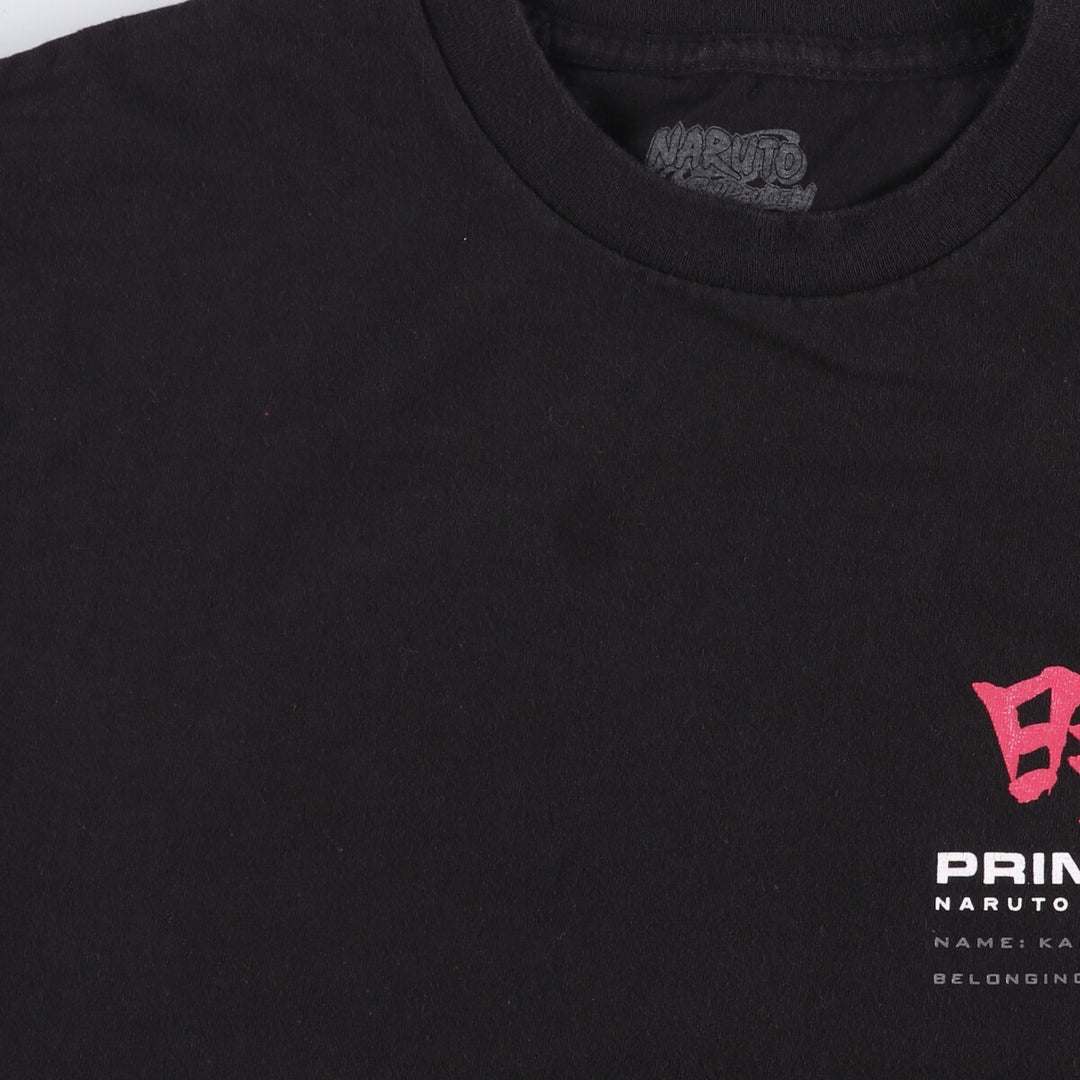 00'S Primitive Naruto Akatsuki anime character print T-shirt, men's size M cotton black type Vintage Second Hand