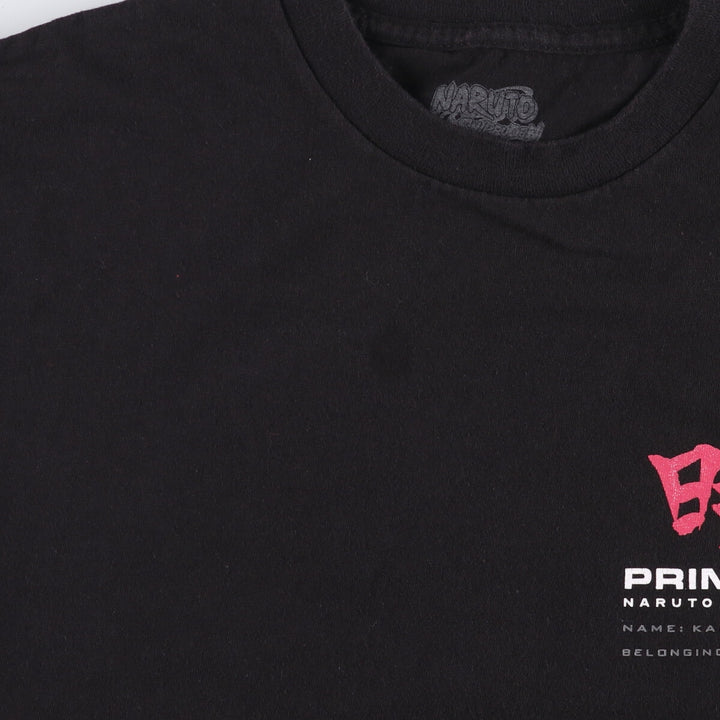 00'S Primitive Naruto Akatsuki anime character print T-shirt, men's size M cotton black type Vintage Second Hand