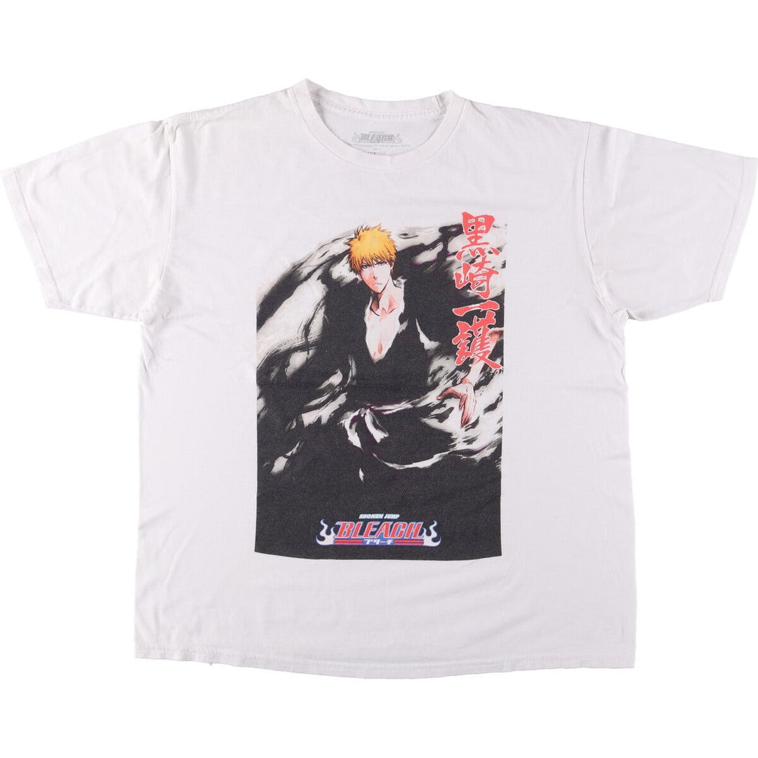 BLEACH anime character print T-shirt, men's size XL cotton white type Vintage Second Hand