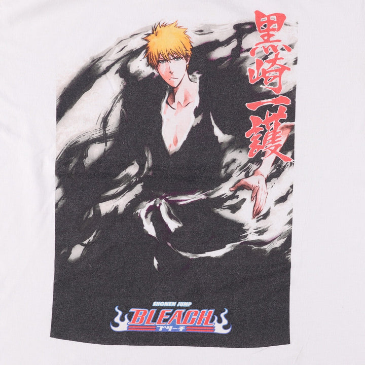 BLEACH anime character print T-shirt, men's size XL cotton white type Vintage Second Hand