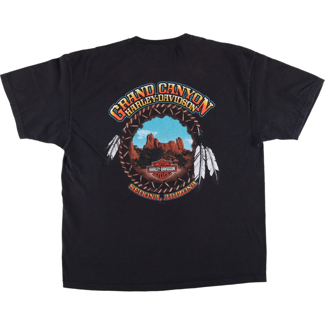 00'S Harley-Davidson Motorcycle Bike T-shirt Made in USA Men's XL Fire Pattern cotton black type Vintage Second Hand