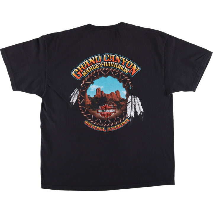 00'S Harley-Davidson Motorcycle Bike T-shirt Made in USA Men's XL Fire Pattern cotton black type Vintage Second Hand