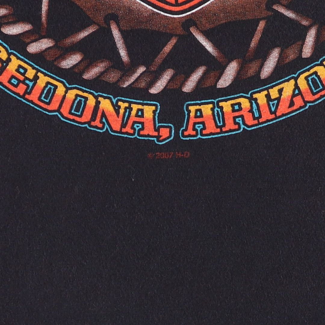 00'S Harley-Davidson Motorcycle Bike T-shirt Made in USA Men's XL Fire Pattern cotton black type Vintage Second Hand