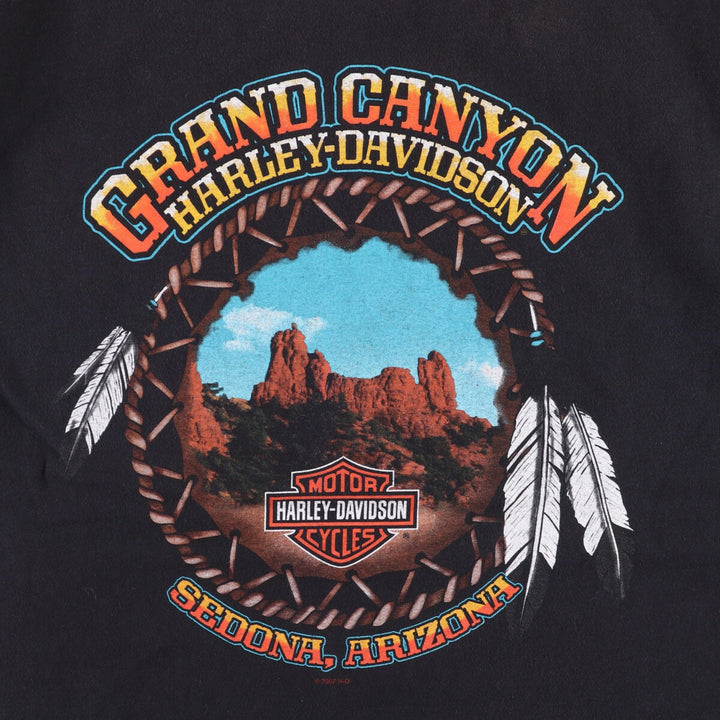 00'S Harley-Davidson Motorcycle Bike T-shirt Made in USA Men's XL Fire Pattern cotton black type Vintage Second Hand