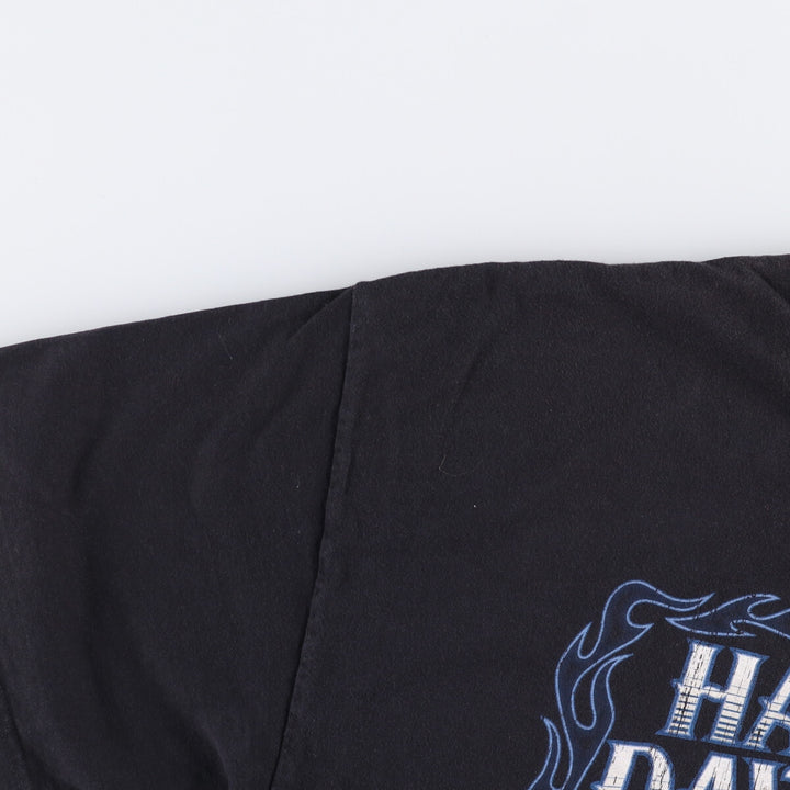 00'S Harley-Davidson Motorcycle Bike T-shirt Made in USA Men's XL Fire Pattern cotton black type Vintage Second Hand