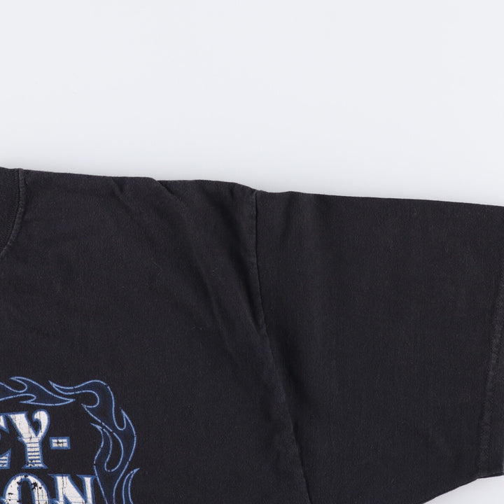 00'S Harley-Davidson Motorcycle Bike T-shirt Made in USA Men's XL Fire Pattern cotton black type Vintage Second Hand