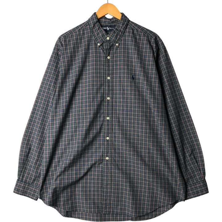 Ralph Lauren BLAKE long sleeve button down check shirt, men's XL size cotton blue type Vintage Second Hand