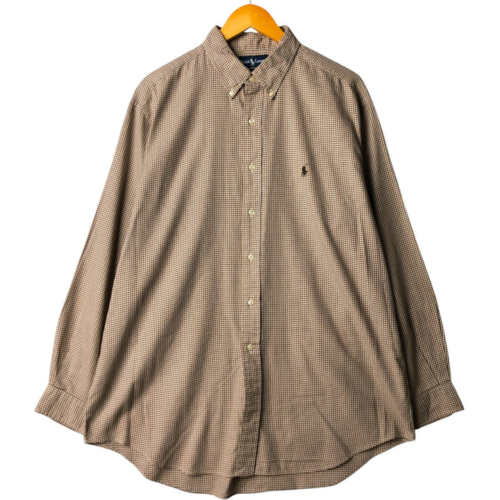 Ralph Lauren YARMOUTH Long Sleeve Button Down Check Shirt Men's XL cotton brown type Vintage Second Hand