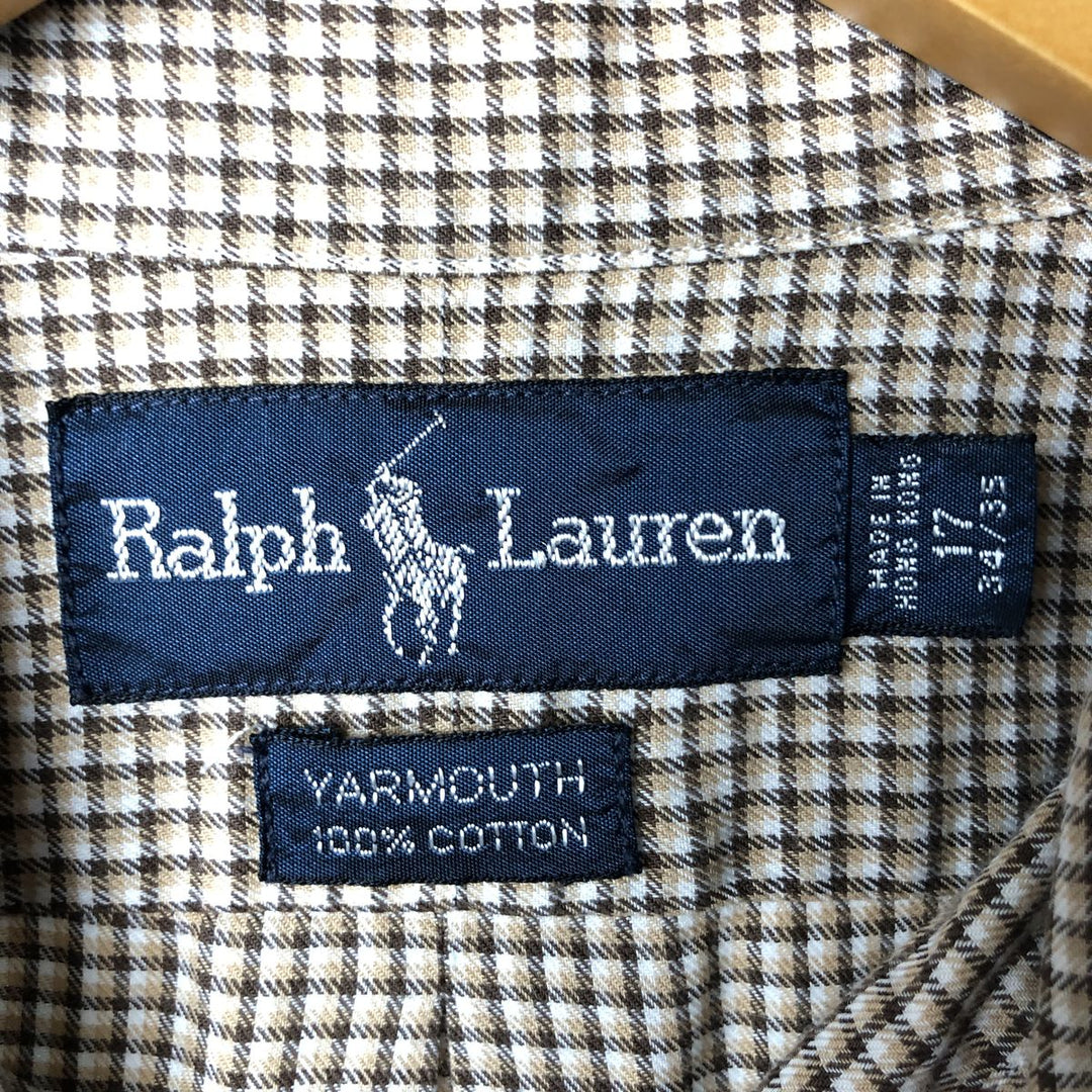 Ralph Lauren YARMOUTH Long Sleeve Button Down Check Shirt Men's XL cotton brown type Vintage Second Hand