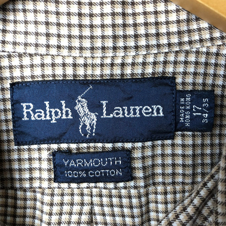 Ralph Lauren YARMOUTH Long Sleeve Button Down Check Shirt Men's XL cotton brown type Vintage Second Hand