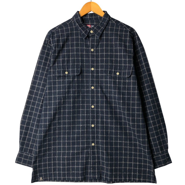 Ralph Lauren CHAPS Chaps long sleeve cotton check shirt men's size L cotton navy blue type Vintage Second Hand