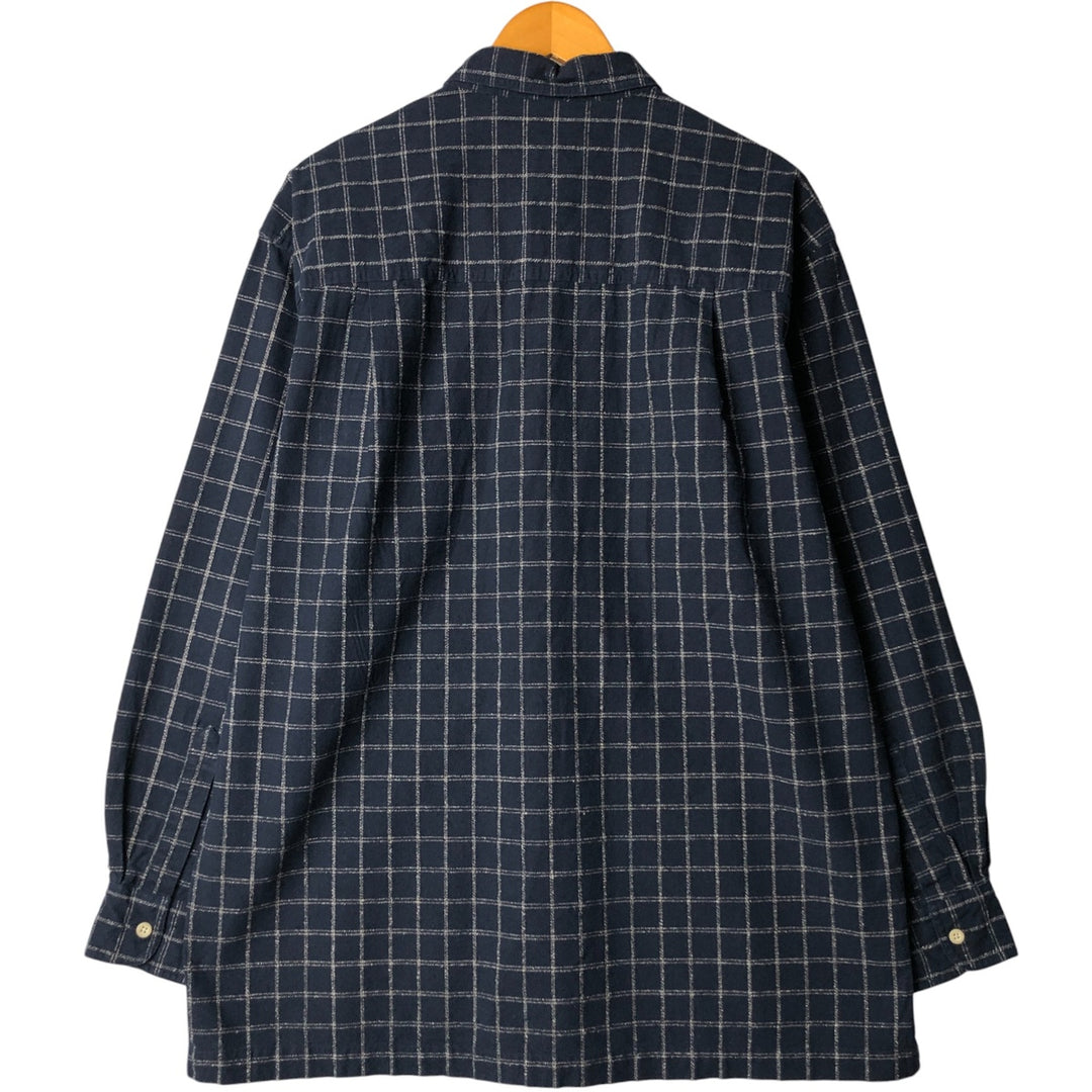 Ralph Lauren CHAPS Chaps long sleeve cotton check shirt men's size L cotton navy blue type Vintage Second Hand