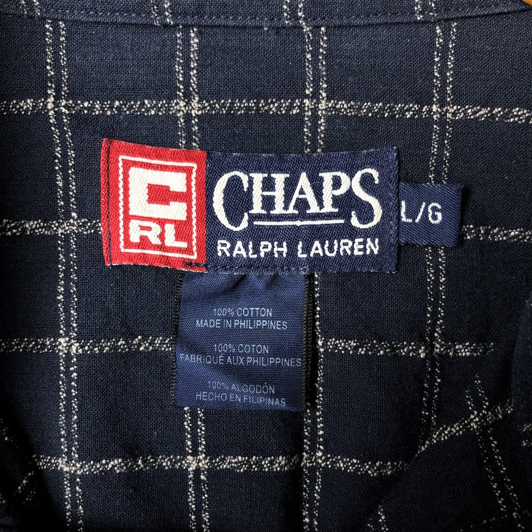 Ralph Lauren CHAPS Chaps long sleeve cotton check shirt men's size L cotton navy blue type Vintage Second Hand