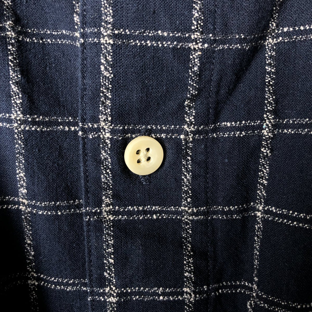 Ralph Lauren CHAPS Chaps long sleeve cotton check shirt men's size L cotton navy blue type Vintage Second Hand