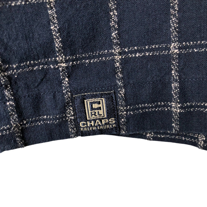 Ralph Lauren CHAPS Chaps long sleeve cotton check shirt men's size L cotton navy blue type Vintage Second Hand