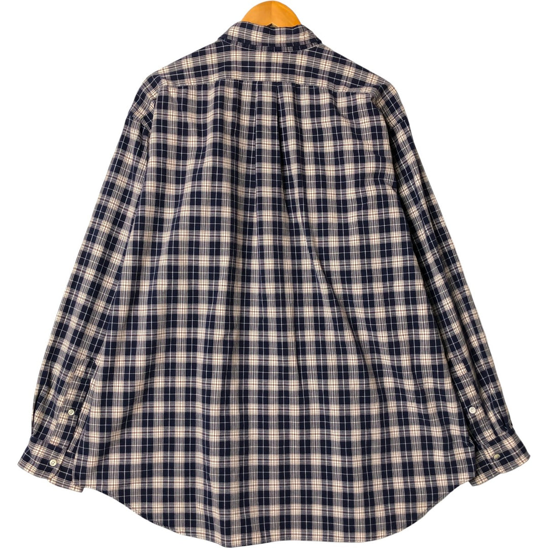 Ralph Lauren BLAIRE long sleeve button down check shirt, men's XL size cotton navy blue type Vintage Second Hand