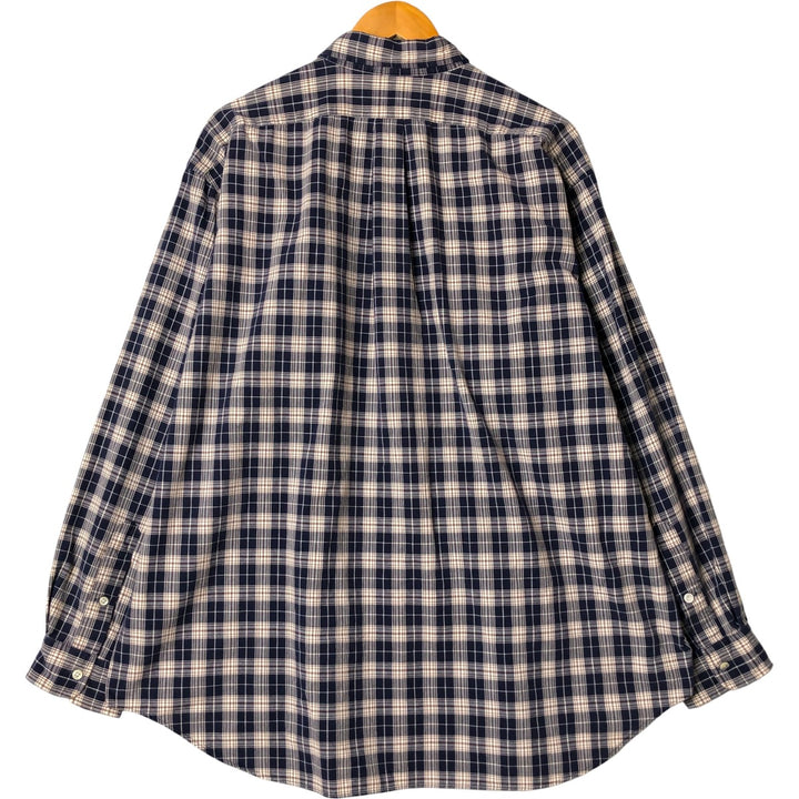 Ralph Lauren BLAIRE long sleeve button down check shirt, men's XL size cotton navy blue type Vintage Second Hand