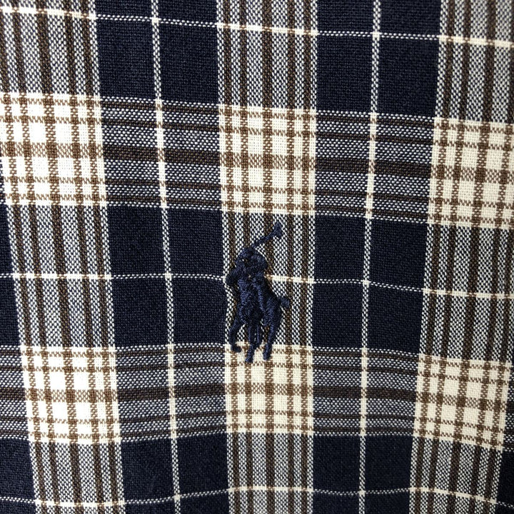 Ralph Lauren BLAIRE long sleeve button down check shirt, men's XL size cotton navy blue type Vintage Second Hand