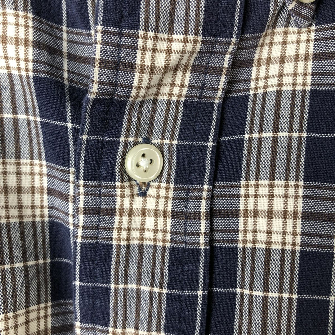 Ralph Lauren BLAIRE long sleeve button down check shirt, men's XL size cotton navy blue type Vintage Second Hand