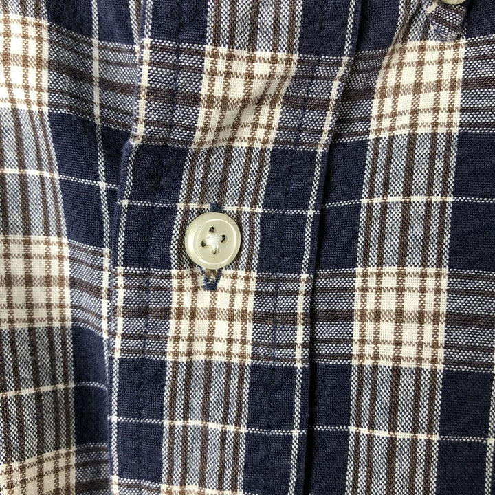 Ralph Lauren BLAIRE long sleeve button down check shirt, men's XL size cotton navy blue type Vintage Second Hand