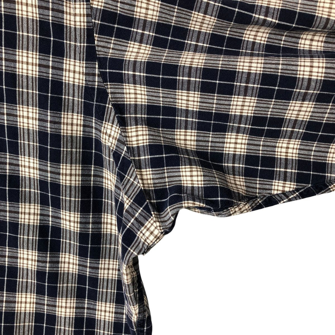 Ralph Lauren BLAIRE long sleeve button down check shirt, men's XL size cotton navy blue type Vintage Second Hand