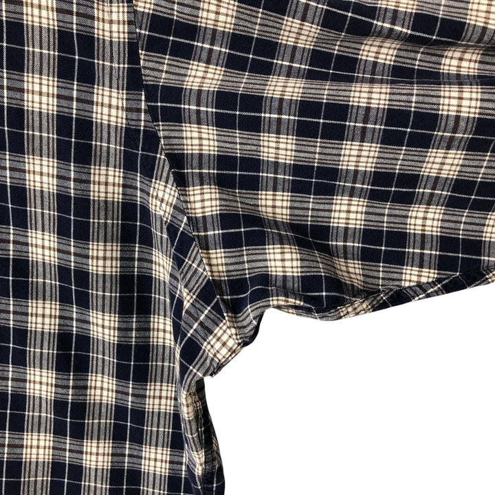 Ralph Lauren BLAIRE long sleeve button down check shirt, men's XL size cotton navy blue type Vintage Second Hand