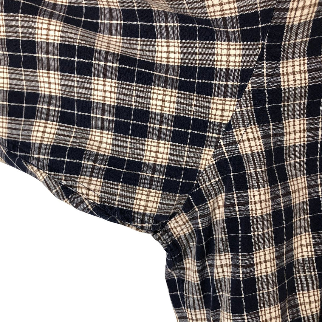 Ralph Lauren BLAIRE long sleeve button down check shirt, men's XL size cotton navy blue type Vintage Second Hand