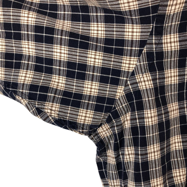 Ralph Lauren BLAIRE long sleeve button down check shirt, men's XL size cotton navy blue type Vintage Second Hand