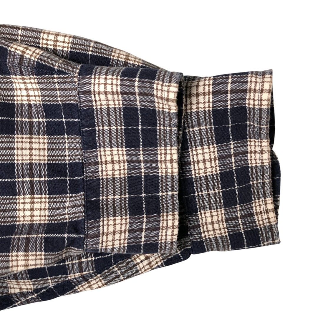 Ralph Lauren BLAIRE long sleeve button down check shirt, men's XL size cotton navy blue type Vintage Second Hand