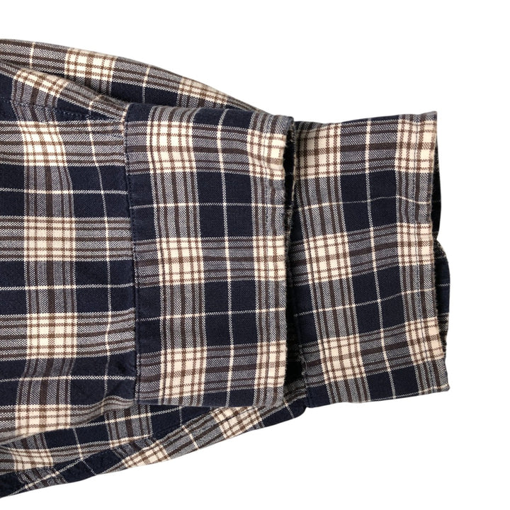 Ralph Lauren BLAIRE long sleeve button down check shirt, men's XL size cotton navy blue type Vintage Second Hand