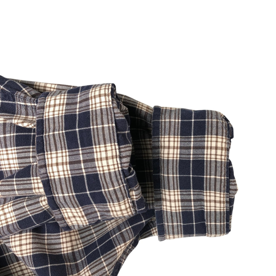 Ralph Lauren BLAIRE long sleeve button down check shirt, men's XL size cotton navy blue type Vintage Second Hand