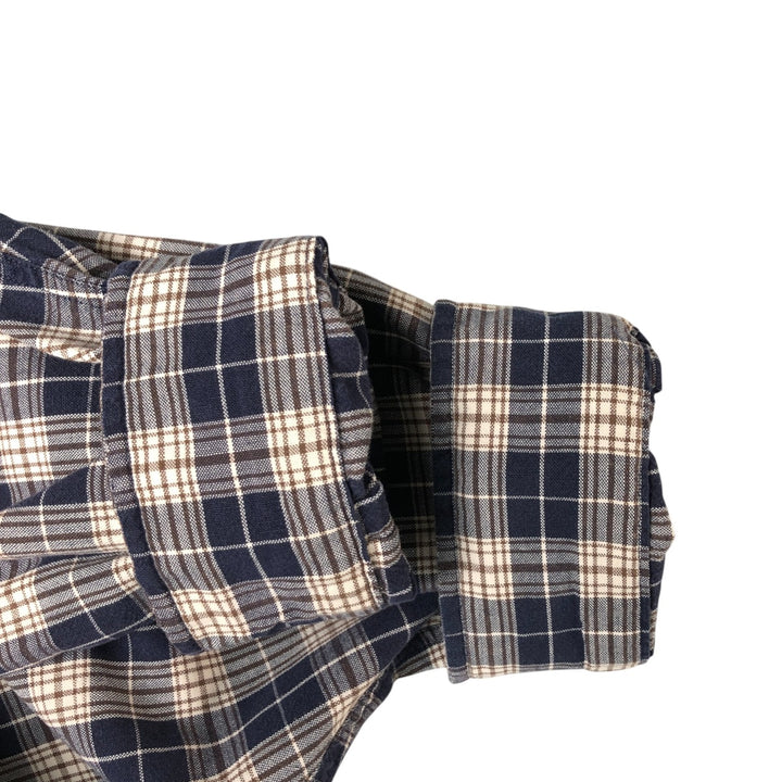 Ralph Lauren BLAIRE long sleeve button down check shirt, men's XL size cotton navy blue type Vintage Second Hand