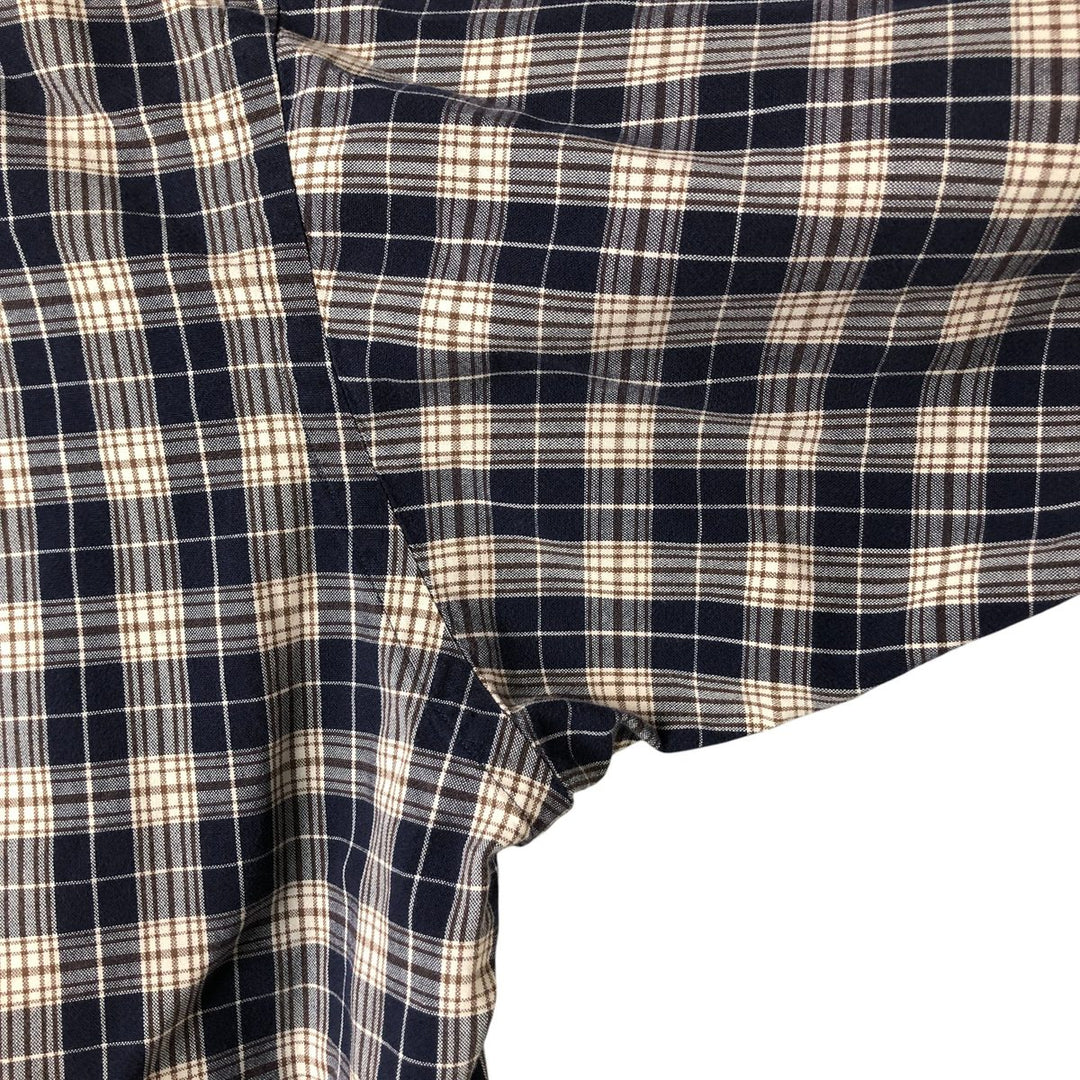 Ralph Lauren BLAIRE long sleeve button down check shirt, men's XL size cotton navy blue type Vintage Second Hand
