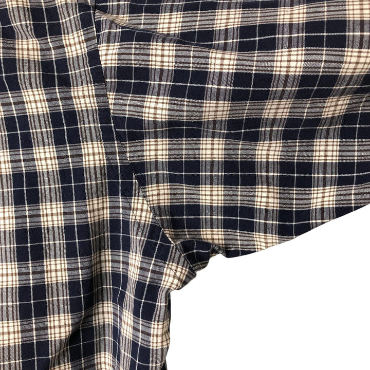 Ralph Lauren BLAIRE long sleeve button down check shirt, men's XL size cotton navy blue type Vintage Second Hand