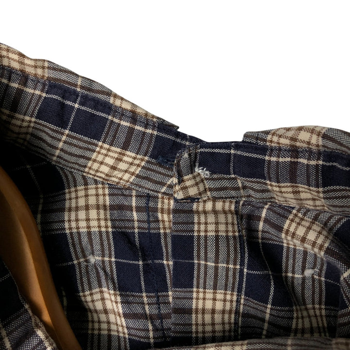 Ralph Lauren BLAIRE long sleeve button down check shirt, men's XL size cotton navy blue type Vintage Second Hand