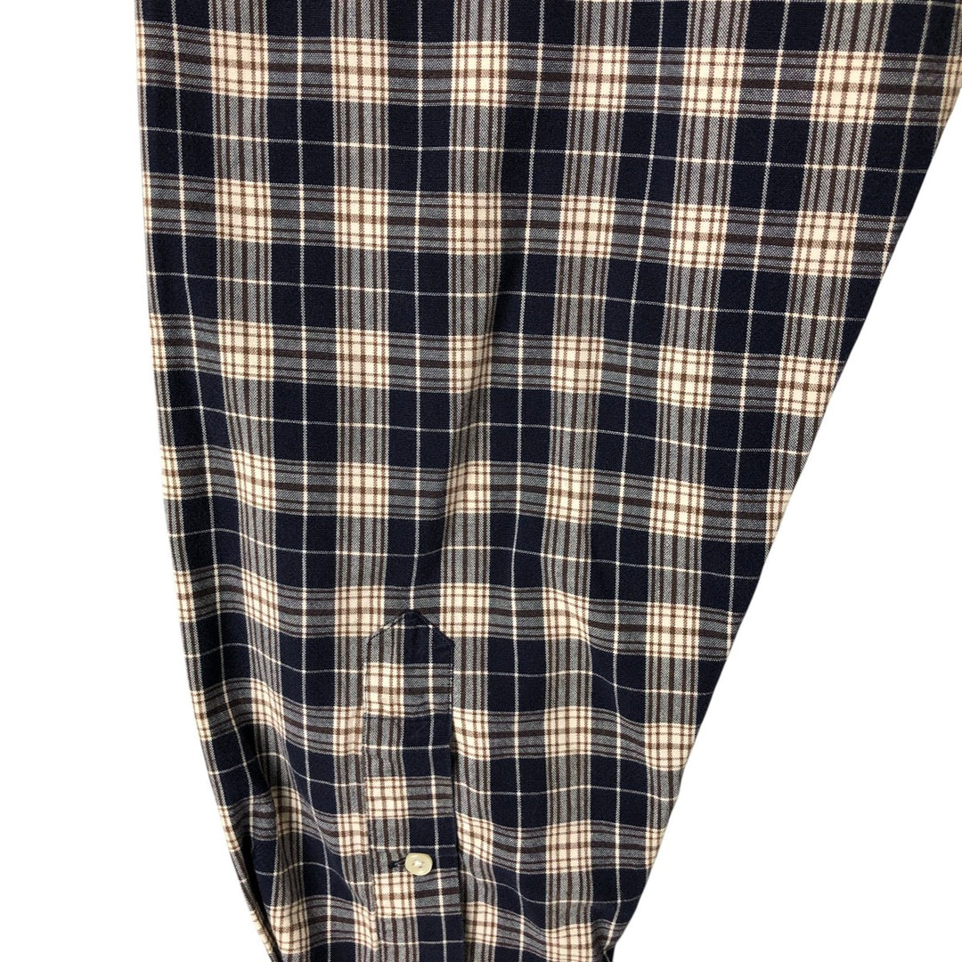 Ralph Lauren BLAIRE long sleeve button down check shirt, men's XL size cotton navy blue type Vintage Second Hand