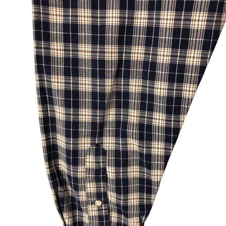 Ralph Lauren BLAIRE long sleeve button down check shirt, men's XL size cotton navy blue type Vintage Second Hand