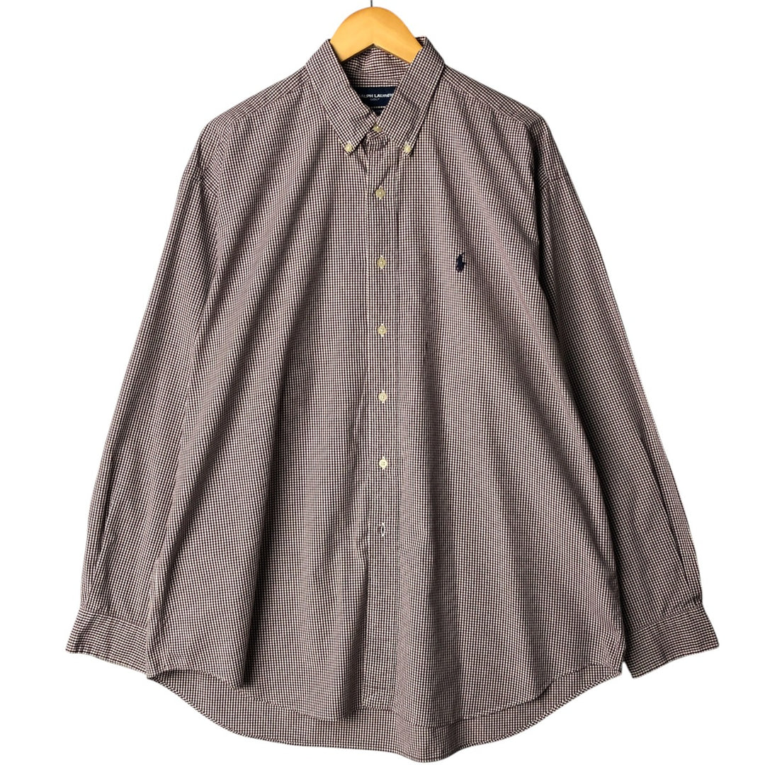 Ralph Lauren RALPH LAUREN GOLF Long Sleeve Button Down Check Shirt Men's XL cotton white type Vintage Second Hand