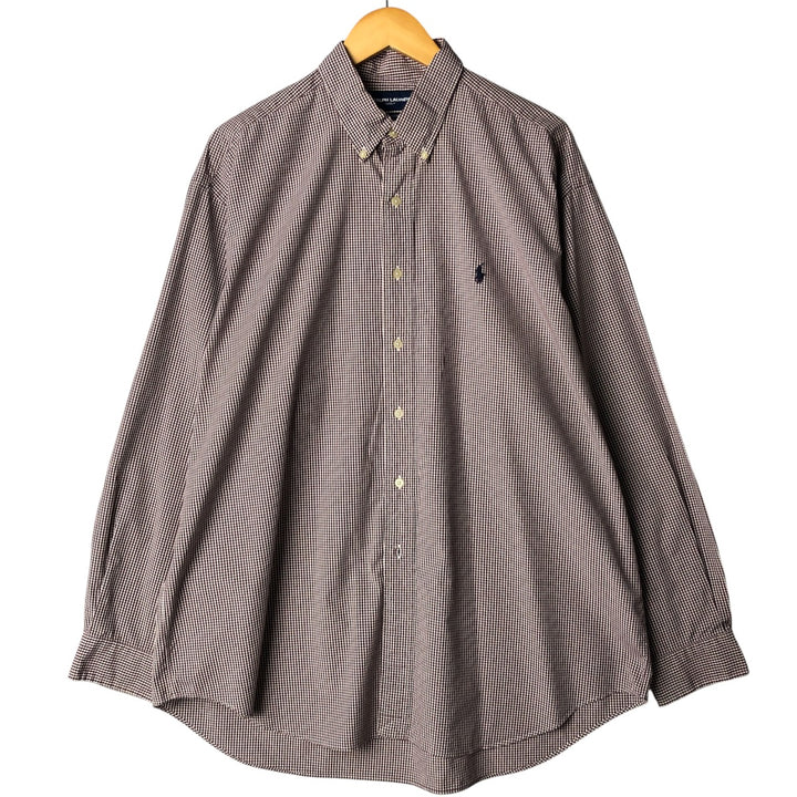 Ralph Lauren RALPH LAUREN GOLF Long Sleeve Button Down Check Shirt Men's XL cotton white type Vintage Second Hand