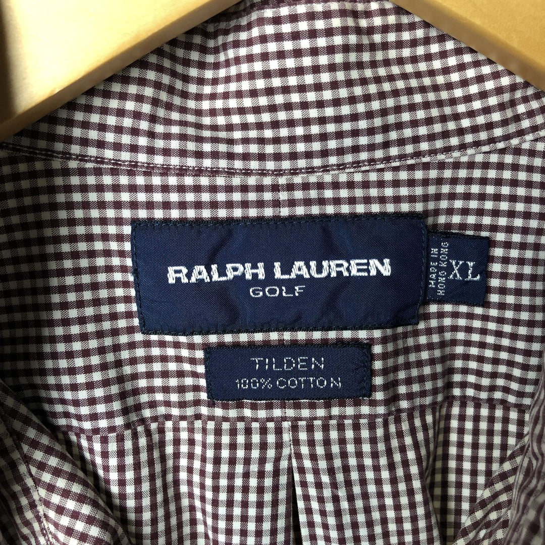 Ralph Lauren RALPH LAUREN GOLF Long Sleeve Button Down Check Shirt Men's XL cotton white type Vintage Second Hand