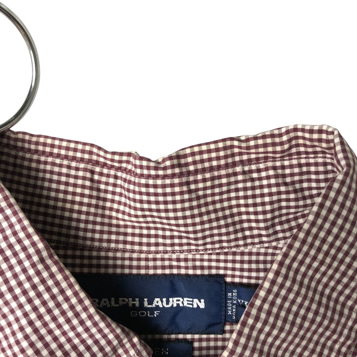 Ralph Lauren RALPH LAUREN GOLF Long Sleeve Button Down Check Shirt Men's XL cotton white type Vintage Second Hand