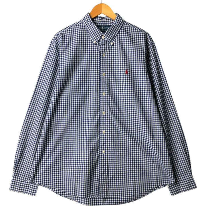 Ralph Lauren CUSTOM FIT Gingham Check Long Sleeve Button Down Check Shirt Men's XL cotton white type Vintage Second Hand