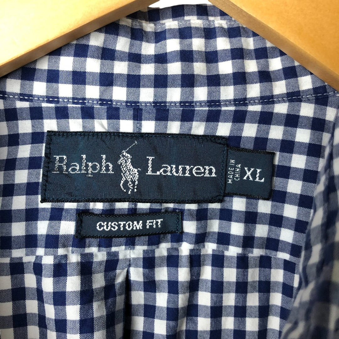 Ralph Lauren CUSTOM FIT Gingham Check Long Sleeve Button Down Check Shirt Men's XL cotton white type Vintage Second Hand