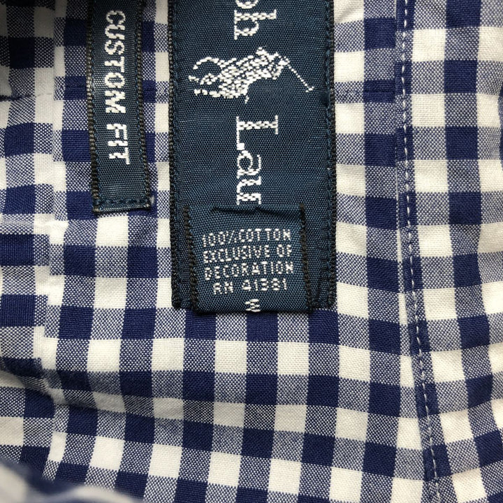 Ralph Lauren CUSTOM FIT Gingham Check Long Sleeve Button Down Check Shirt Men's XL cotton white type Vintage Second Hand