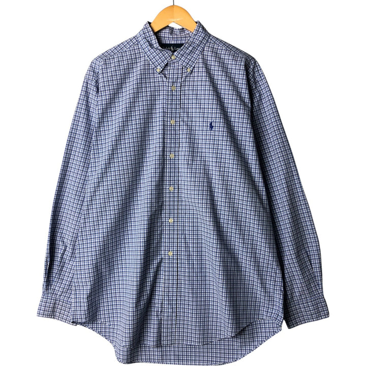 Ralph Lauren Classic Fit Long Sleeve Button Down Check Shirt Men's Size L cotton blue type Vintage Second Hand