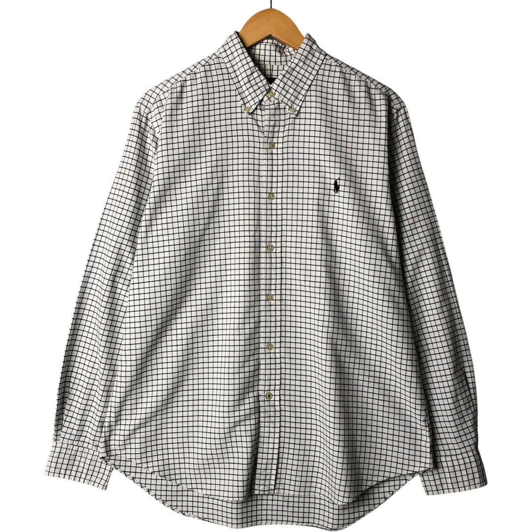 Ralph Lauren long sleeve button down check shirt, men's size L cotton white type Vintage Second Hand