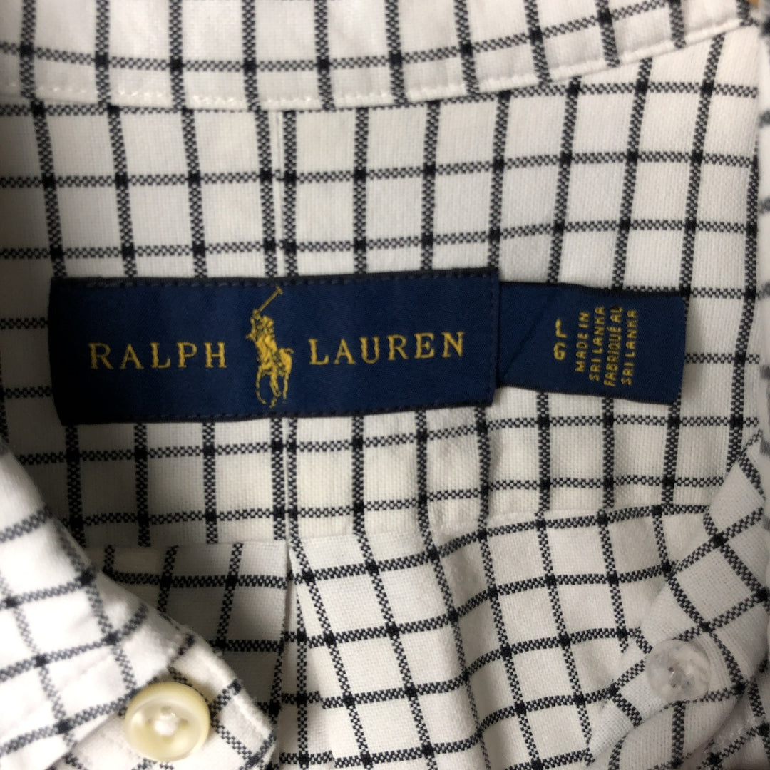 Ralph Lauren long sleeve button down check shirt, men's size L cotton white type Vintage Second Hand